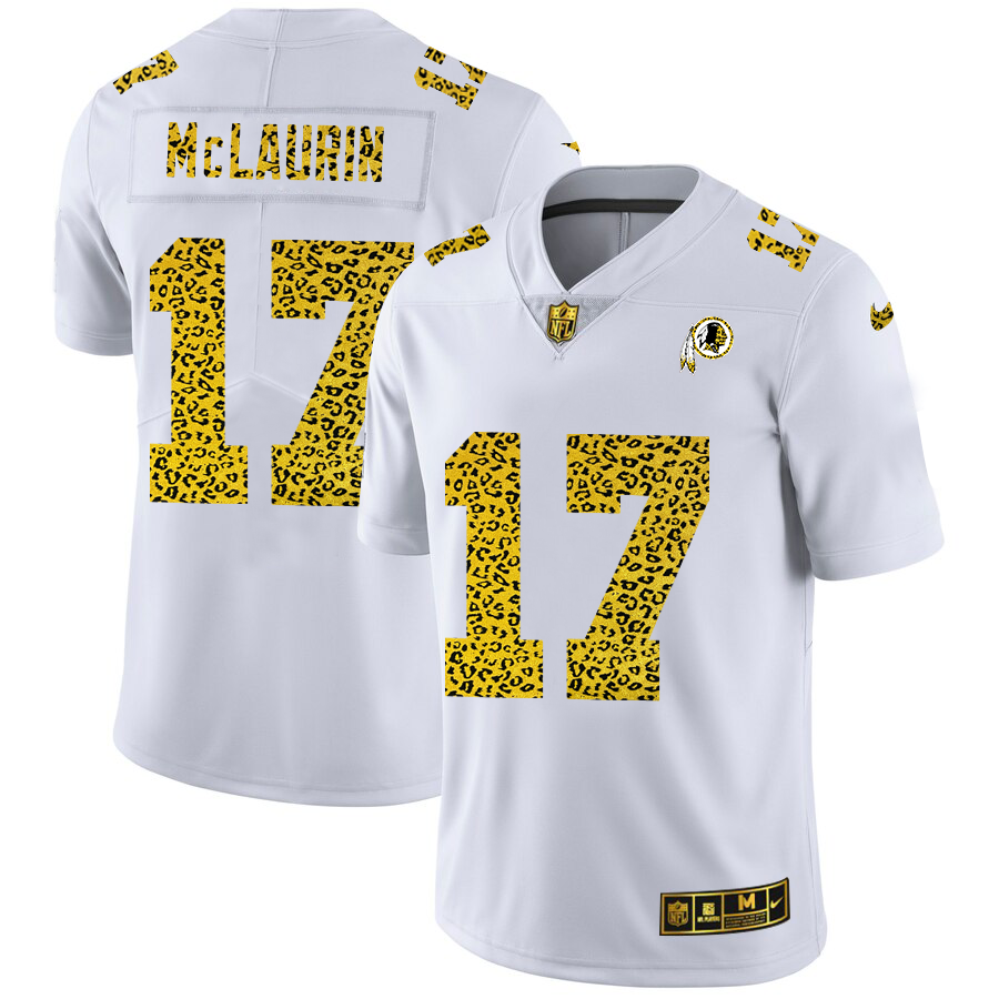 Washington Redskins #17 Terry McLaurin Men Nike Flocked Leopard Print Vapor Limited NFL Jersey White